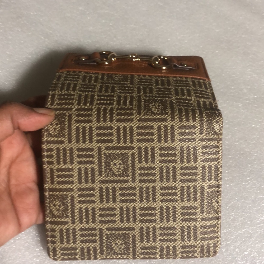 Anne Klein small fold brown wallet with golden details - Picture 12 of 13
